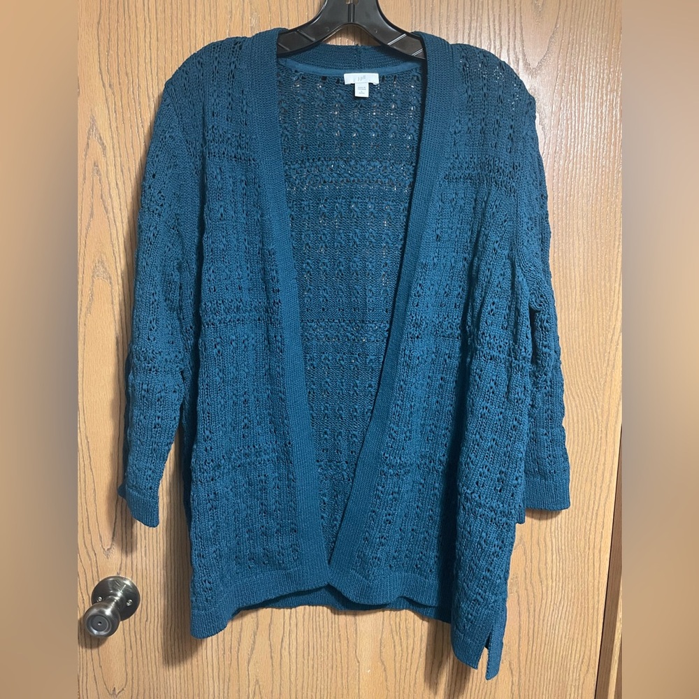 J. Jill Cardigan in Deep Teal with Open-Front Styling